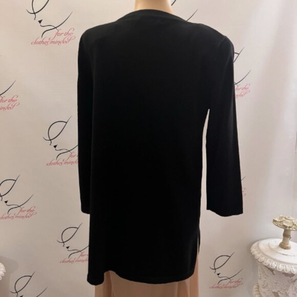 Cable & Gauge. Size Medium. Lightweight Black Knit Pullover. Tunic. Rayon B64 - Picture 4 of 5
